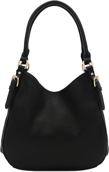 Lightweight 3 Compartment Faux Leather Medium Hobo Bag