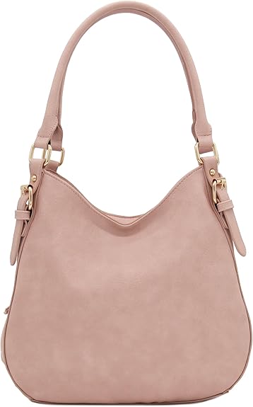 Lightweight 3 Compartment Faux Leather Medium Hobo Bag