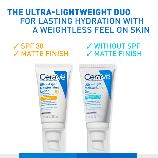 CeraVe Ultra-Light Moisturizing Face Lotion with SPF 30 for Normal to Oily Skin, 1.7 fl oz