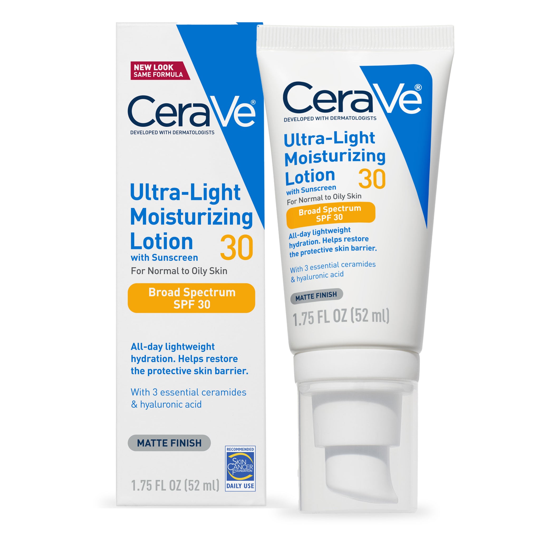 CeraVe Ultra-Light Moisturizing Face Lotion with SPF 30 for Normal to Oily Skin, 1.7 fl oz