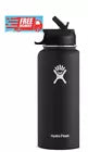 Hydro Flask Wide-Mouth Vacuum Water Bottle with Flex Straw Lid 32 oz (Pink or Black)