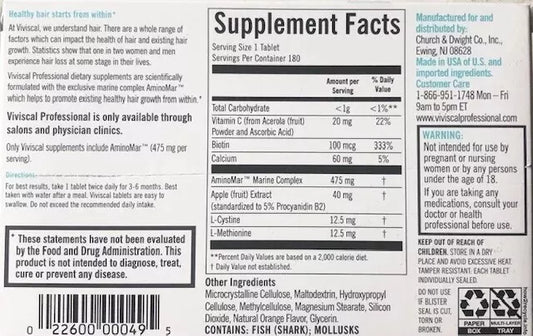 VIV*ISCAL PRO - Professional Strength Hair Tablets 180 ct - 100% Drug Free